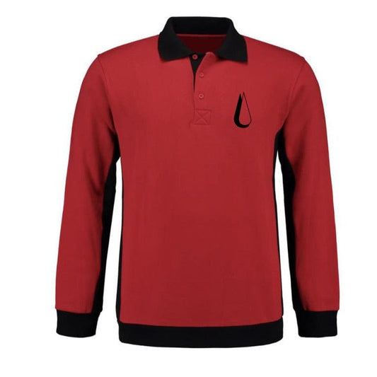 RED LONG SLEEVE POLO - THE OFFICIAL NUMB STORE 